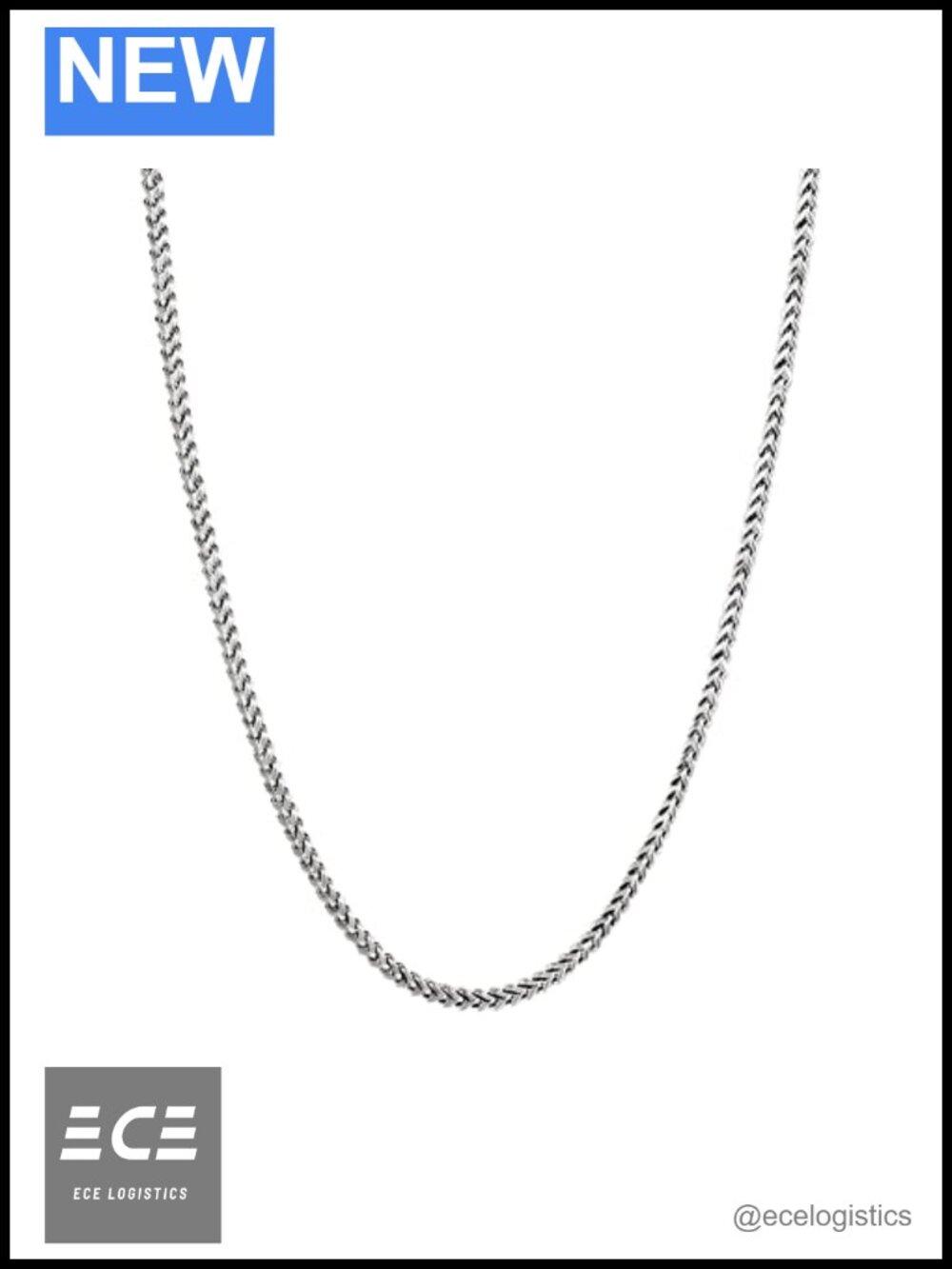 Savlano 925 Sterling Silver Rhodium Plated Franco Box Chain Necklace Italy Gift